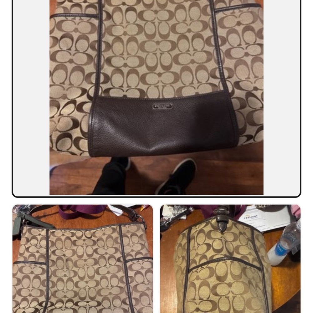 Coach Tan and Brown Signature Tote
